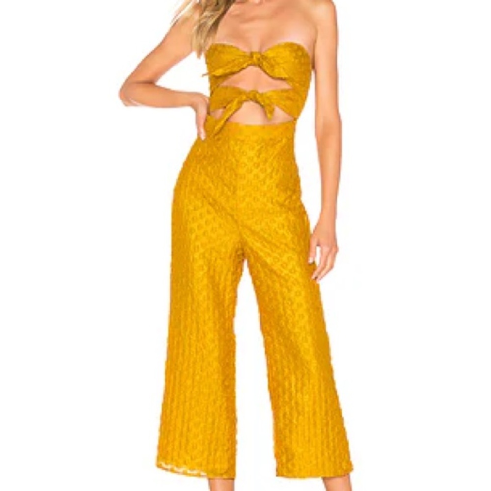 MAJORELLE Mustard Strapless Jumpsuit